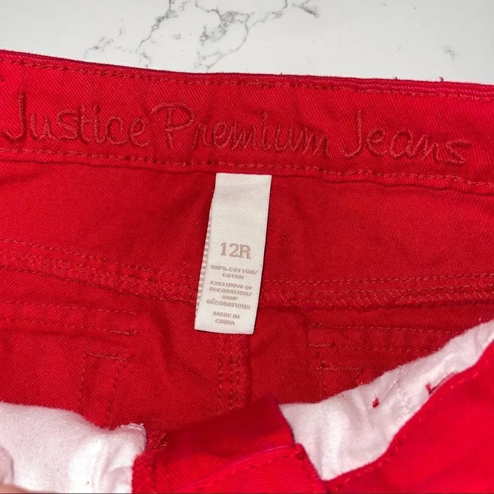 Justice Cutoff‎ Red Denim Jean Shorts - Size 12 Regular